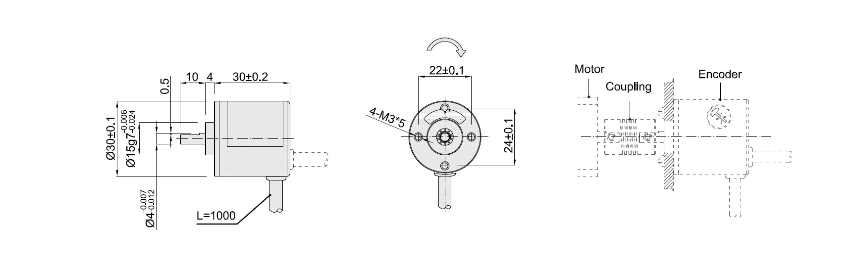 ISC3004 Small Mini Solid Shaft Rotary Encoder